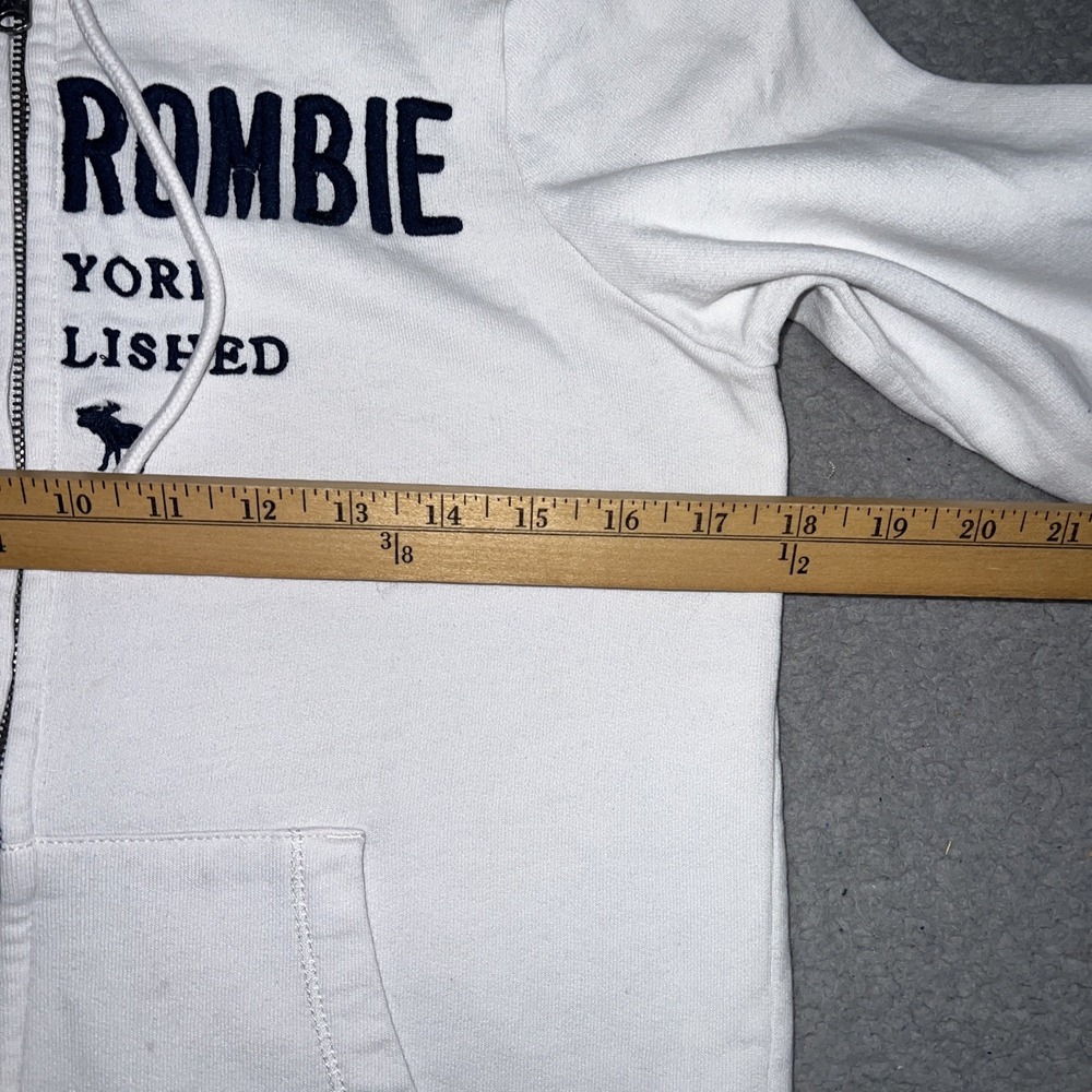 VTG Abercrombie & Fitch Hoodie Womens Sz S White New York EST 1892 Embroider Y2k - Picture 6 of 10